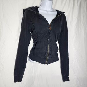 vintage y2k bebe rhinestone back logo mcbling zip up hoodie